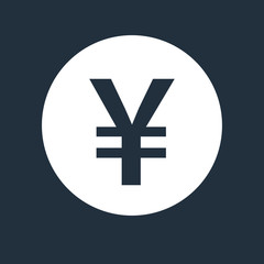 Yuan or Renminbi currency icon or logo vector over a coin. Symbol for Japanese or Chinese bank