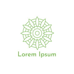 vector illustration leaf and circle icon logo design green color