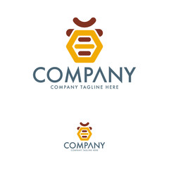Creative Honey Bee and Honeycomb Logo