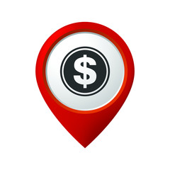 Map Pin Pointer Money dollar sign icon