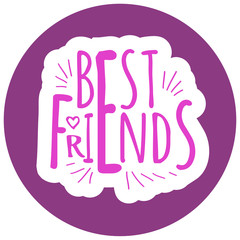 Lettering doodle Best friends - pink text on violet circle