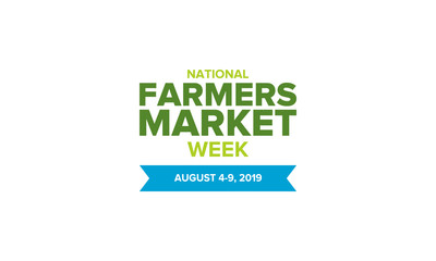 National Farmers Market Week in United States. A healthy community, support for the local economy. The development of agriculture in America. Poster, greeting card, banner, background. Vector