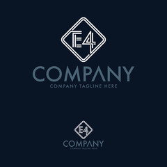 Letter E4 Logo Design Template