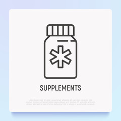 Supplement thin line icon. Modern vector illustration of medical drugs.