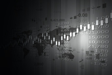 Stock market graph or forex trading chart for business and financial concepts, reports and investment on dark background . Vector illustration