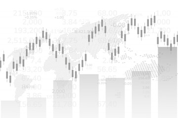 Stock exchange chart market investment trading with world map. Trading platform. Business graph. Vector Illustration