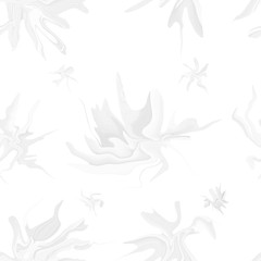 Fototapeta na wymiar Pattern of white flowers with a marble abstract pattern in a modern style for wallpaper. Gray fantastic lilies for screensaver, seamless light background with texture of lines and streaks.