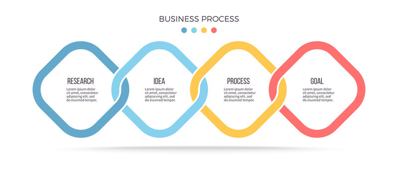 Business process. Infographic with 4 steps, options. Vector template.