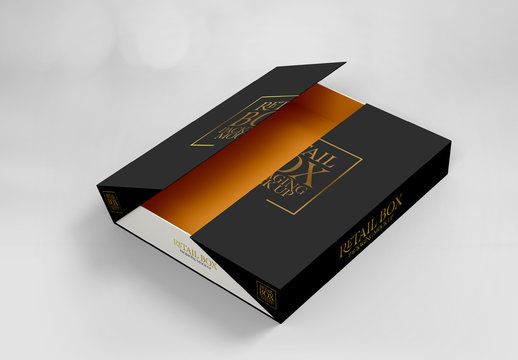 Box with Half Open Fold Up Cover Mockup