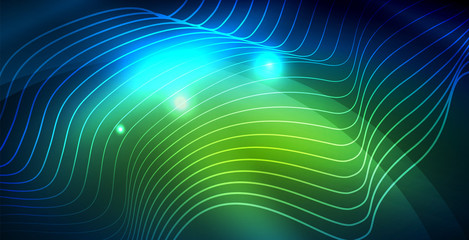 Color neon lights with waves abstract background