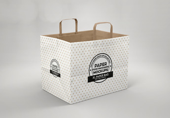 Open Large Paper Bag with Flat Handles Mockup
