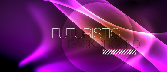 Neon color wave lines abstract background, magic techno futuristic light