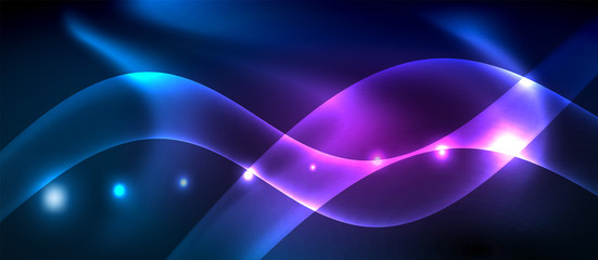 Neon glowing lines, magic energy space light concept, abstract background wallpaper design