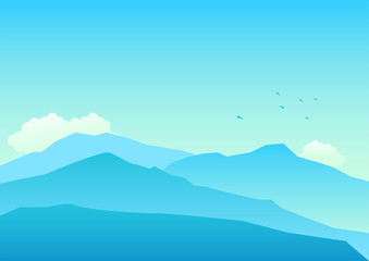 Mountains landscape in blue colors