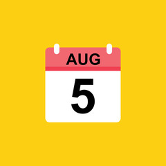 calendar - August 5 icon illustration isolated vector sign symbol