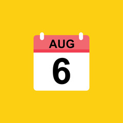 calendar - August 6 icon illustration isolated vector sign symbol