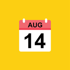 calendar - August 14 icon illustration isolated vector sign symbol