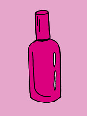 Beauty glamour cosmetics make up. Lipstick, mascara, eyelashes. Handwritten lettering. The concept of the problem of pollution. The image of plastic objects.