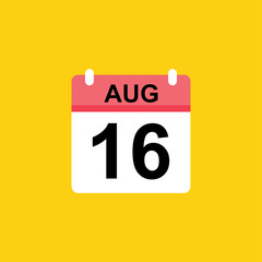 calendar - August 16 icon illustration isolated vector sign symbol