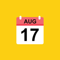 calendar - August 17 icon illustration isolated vector sign symbol
