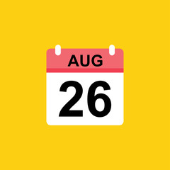 calendar - August 26 icon illustration isolated vector sign symbol
