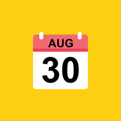 calendar - August 30 icon illustration isolated vector sign symbol