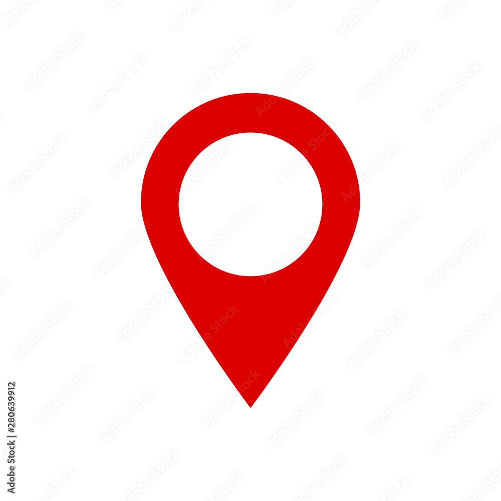 Poster location icon for map. vector pointer on isolated background. pin icon position.red location symbol.