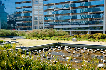 Garden and glazed building of a building in Puerto Madero