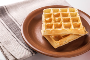 Freshly prepared belgian waffles