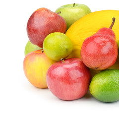 Fruit and berries isolated on white background.