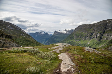 Fototapeta na wymiar View from the mountains in Geiranger, Norway