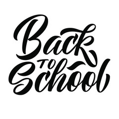 Back to school hand lettering, brush calligraphy isolated on white background. Vector type illustration.