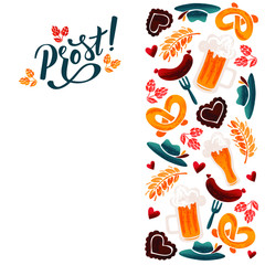 German Cheers vector typography illustration for bavarian beer festival for greeting card, invitation, banner, poster, pack, sticker, glass. Oktoberfest design elements, handwritten lettering. EPS 10.