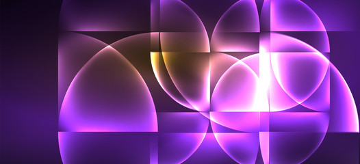 Dynamic lines and shapes, glass neon glowing effect. Modern neon glow geometric shapes, great design for any purposes