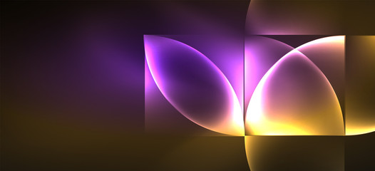 Dynamic lines and shapes, glass neon glowing effect. Modern neon glow geometric shapes, great design for any purposes