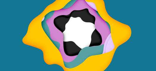 Vector decorative background. Abstract web template with cut out 3d paper abstract waves on light background for decoration design.