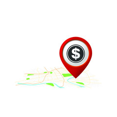 Dollar map pin navigation pointer. Location marker vector symbol. Element of business finance 