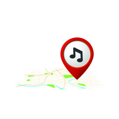 Music festival, pin, location, music note icon. Element of music festival icon. Premium quality graphic design icon. Signs and symbols collection icon
