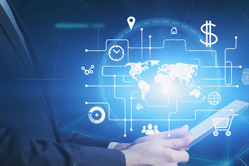 Fototapeta premium Businessman with tablet, online payment