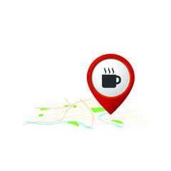  Map pin sign location icon .Coffee or cup of tea 