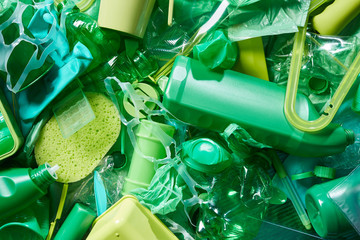 Disposable plastic objects in pile.