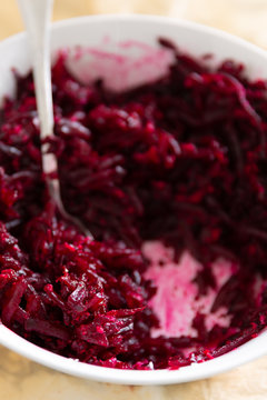 Grated oven baked beetroot