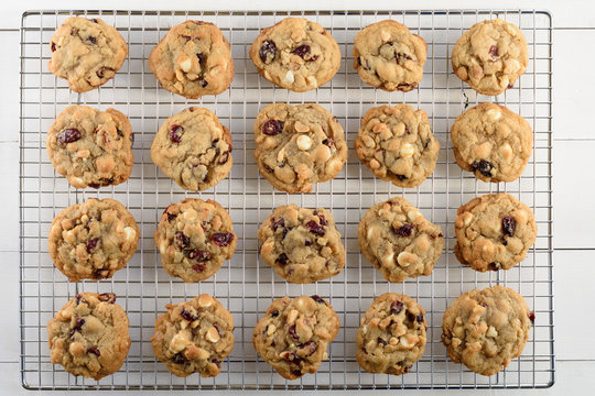 Cranberry, chocolate, macadamia nut cookies