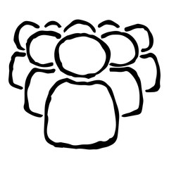 Teamwork. Icon large company business people. Group of people. Vector illustration. Simple hand drawing icon.
