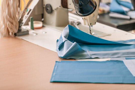 Woman using sewing machine