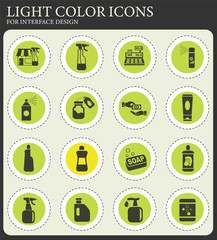 chemicals store icon set