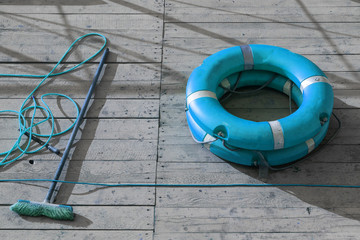  ship deck lifebuoy mop assistance  voyage  journey blue