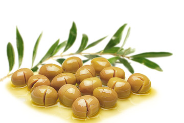 green olives with leaves
