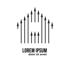 Simple logo home with up arrow.