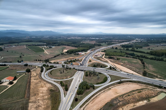 Complicated Road Junction From Drone.